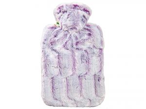 HUGO FROSCH Wärmflasche Klassik Hochflor-Flauschbezug 1,8 l lila/silber melange