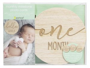 PEARHEAD Meilensteinkarten 'erstes Jahr' enthält 7 doppelseitige Holzkarten