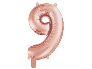Folienballons Ziffer '9' mit Röhrchen zum Aufpusten