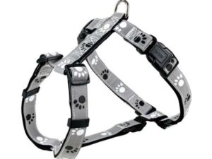 Trixie Geschirr Silver Reflect - Pfotenmotiv - 52–75 cm / 25mm