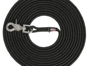Trixie Schleppleine, rund aus Segeltau mit Trigger Snap Hook - schwarz - 10 m