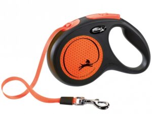 Flexi New Classic Neon Gurt-Roll-Leine - M / Orange