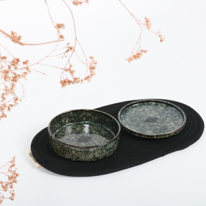 D&D flacher Katzennapf Jasper - green marble – Bild 4