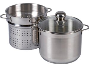 KARL KRÜGER Spaghettitopf mit Glasdeckel 6,5 l Ø24cm Edelstahl 3teilig