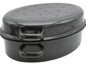 KARL KRÜGER Gänsebräter oval 7,5 l Ø38cm emailliert schwarz/weiß gesprenkelt