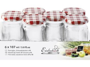 DOSEN-ZENTRALE Konfitürengläser 'Einkochwelt' 6er Tray | mit Deckel