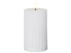 STAR TRADING LED Wachskerze Flamme Stripe Batterie Timer weiß 15x7,5cm