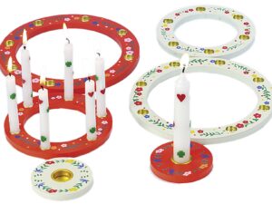 Geburtstagsring Ring Holz sortiert ohne Kerzen rot/weiß 3teilig