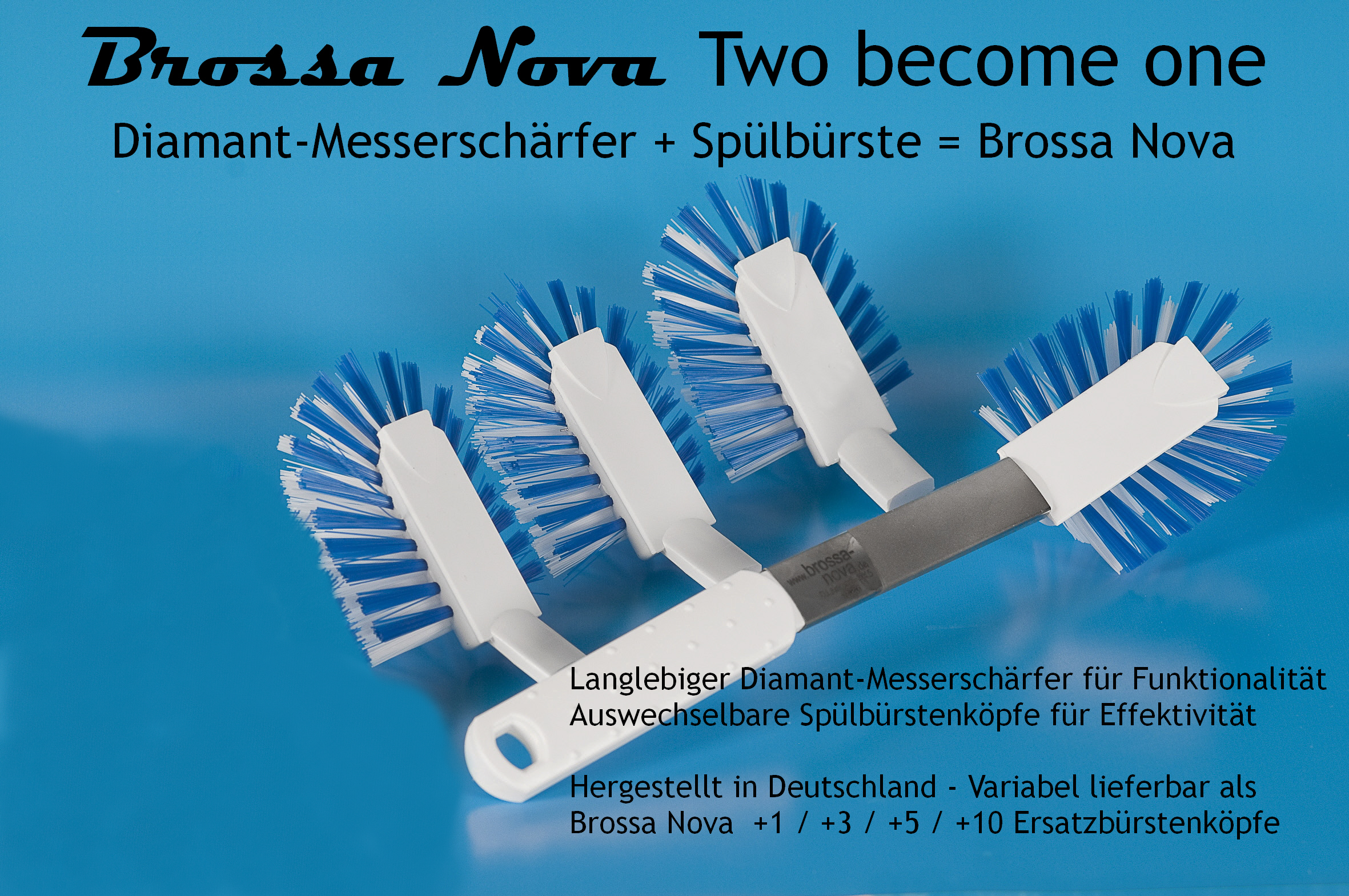 Brossa Nova +3 Hybrid-Spülbürste, KÜCHENMESSER SCHÄRFT MAN NASS - AM BESTEN GLEICH BEIM SPÜLEN – Bild 4