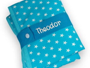 Wickelunterlage Sterne mit Name türkis - Babywickelunterlage - Wickeldecke 62 x 45 cm
