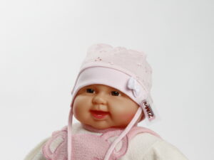 edle Babymütze "Nadja" mit Lochstickerei, Gr. 50/52