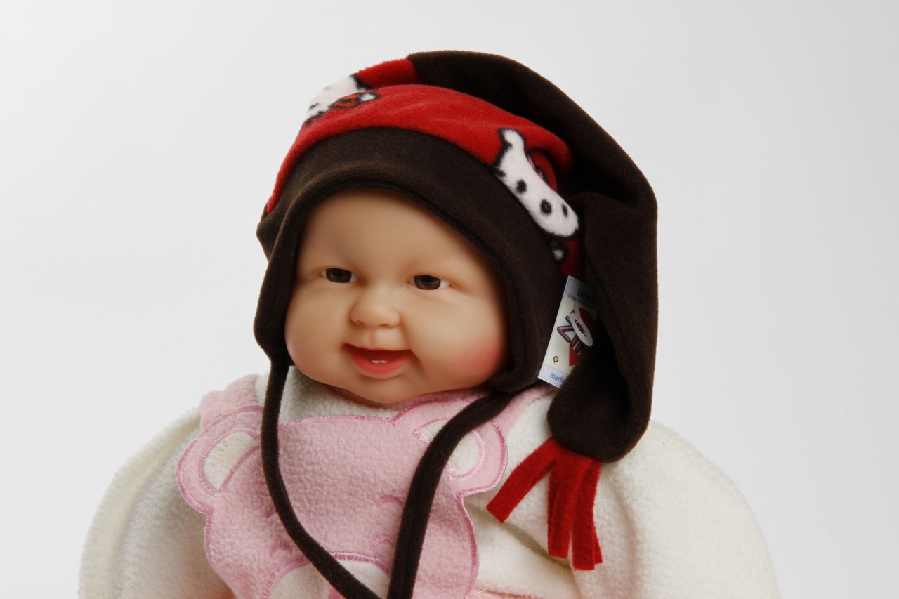 Zipfelmütze "Kitty" rot/braun Gr. 54/56