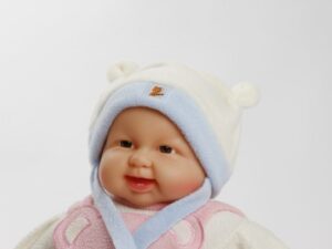 Teddyohrmütze "Jan" hellblau/weiß Gr. 50/52