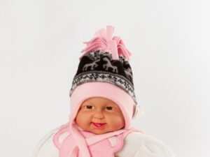 Norwegermütze "Rentier" rosa/schwarz  Gr. 42/44