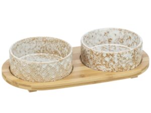 Trixie Napf-Set, Keramik/Bambus - 2 × 0,3 l