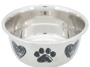 Trixie Edelstahlnapf mit Pfoten und Herzen - 1,0 l/ø 15 cm