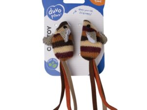 Duvoplus Cat Toy Knitted Mäuse braun - 2 Stück