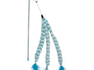 Duvoplus Cat Toy Spielangel Catchy Plüsch-Schwanz - blau/weiß
