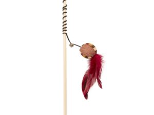 Duvoplus Cat Toy Spielangel Catchy knitted Ball mit Federn - braun