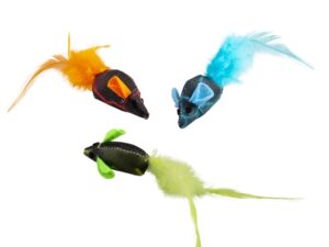 Duvoplus Cat Toy Flash Mäuse mit Federn - 3 Stück