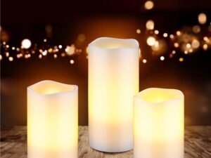 3er-Set LED-Echtwachskerzen, weiß- VPE: 1