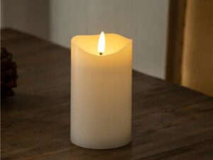 LED-Echtwachskerze, weiß, 7,5 x 12,5 cm- VPE: 1