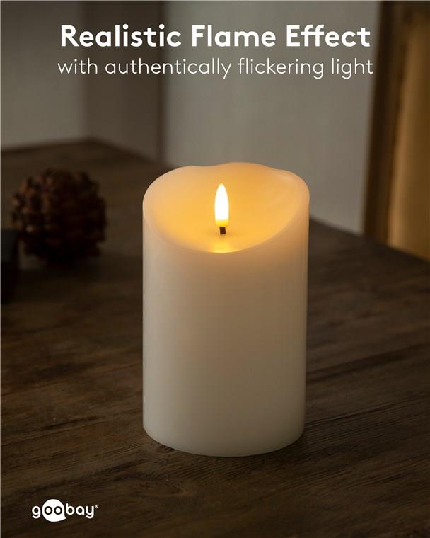 LED-Echtwachskerze, weiß, 10 x 15 cm- VPE: 1