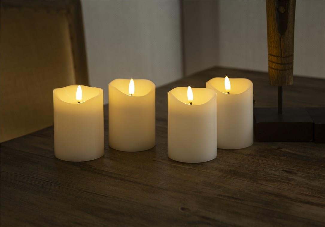 4er-Set LED-Echtwachskerzen, weiß- VPE: 1