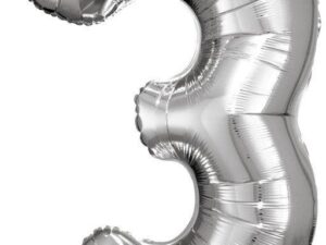 Folienballon Zahl 3 Silber