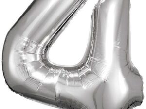 Folienballon Zahl 4 Silber