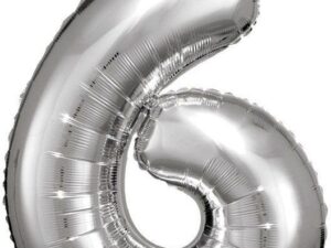 Folienballon Zahl 6 Silber