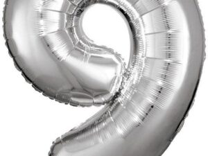 Folienballon Zahl 9 Silber