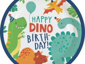 8 Teller Dino-Mite rund Papier 23 cm