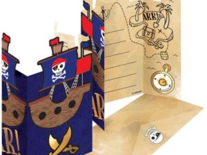 8 Einladungskarten & Umschläge Pirates M