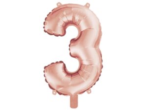 Folienballons Ziffer '3' mit Röhrchen zum Aufpusten
