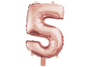 Folienballons Ziffer '5' mit Röhrchen zum Aufpusten