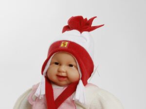 Wintermütze "Sternchen" rot/weiß  Gr. 46/48