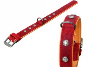 Karlie BUFFALO ORIENTAL Halsband - Dunkelrot/Natur - 30 mm / 40 cm