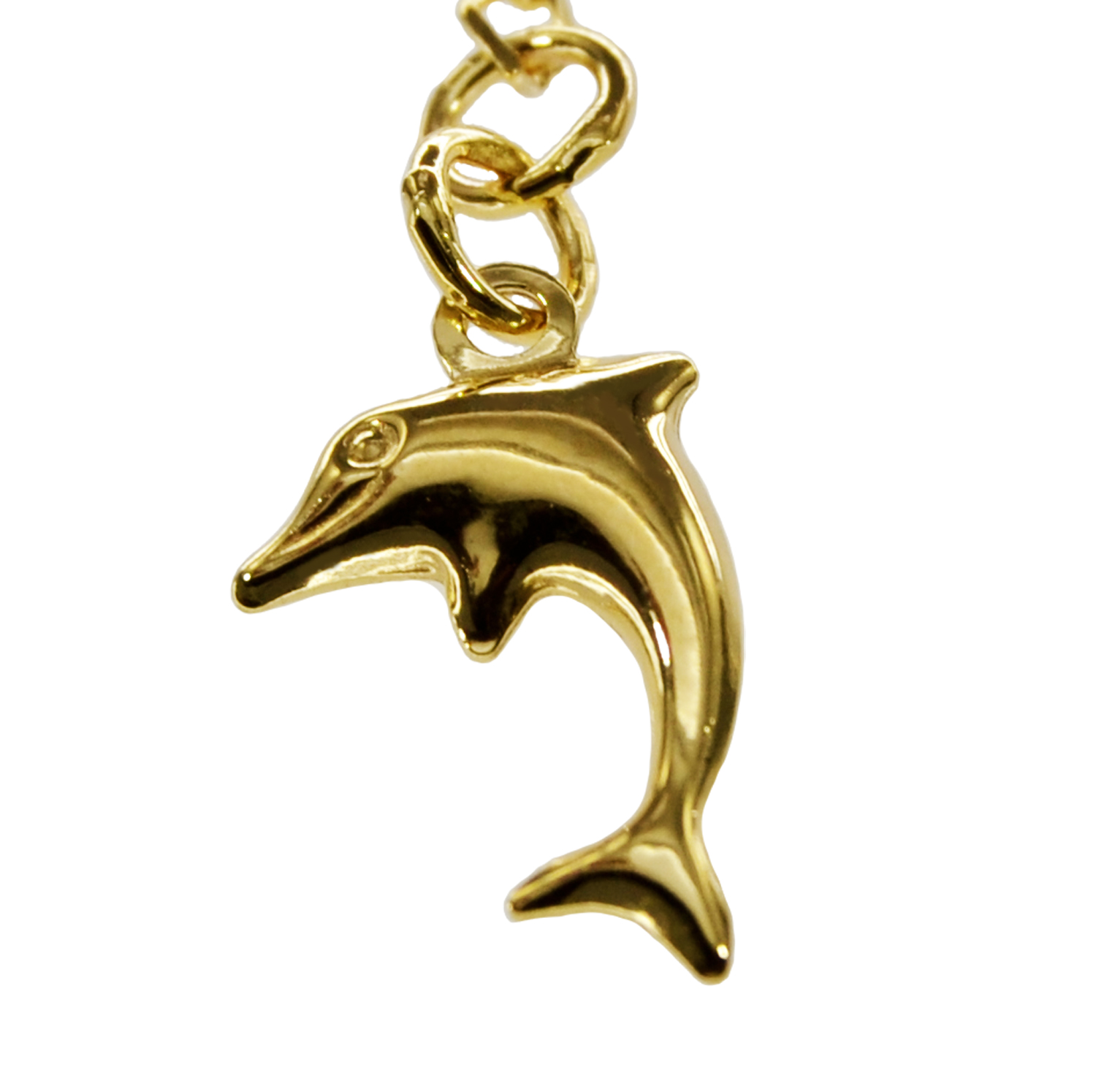 Fusskettchen Delfin - Fugarokette diamantiert - 25cm - 585 Gelbgold