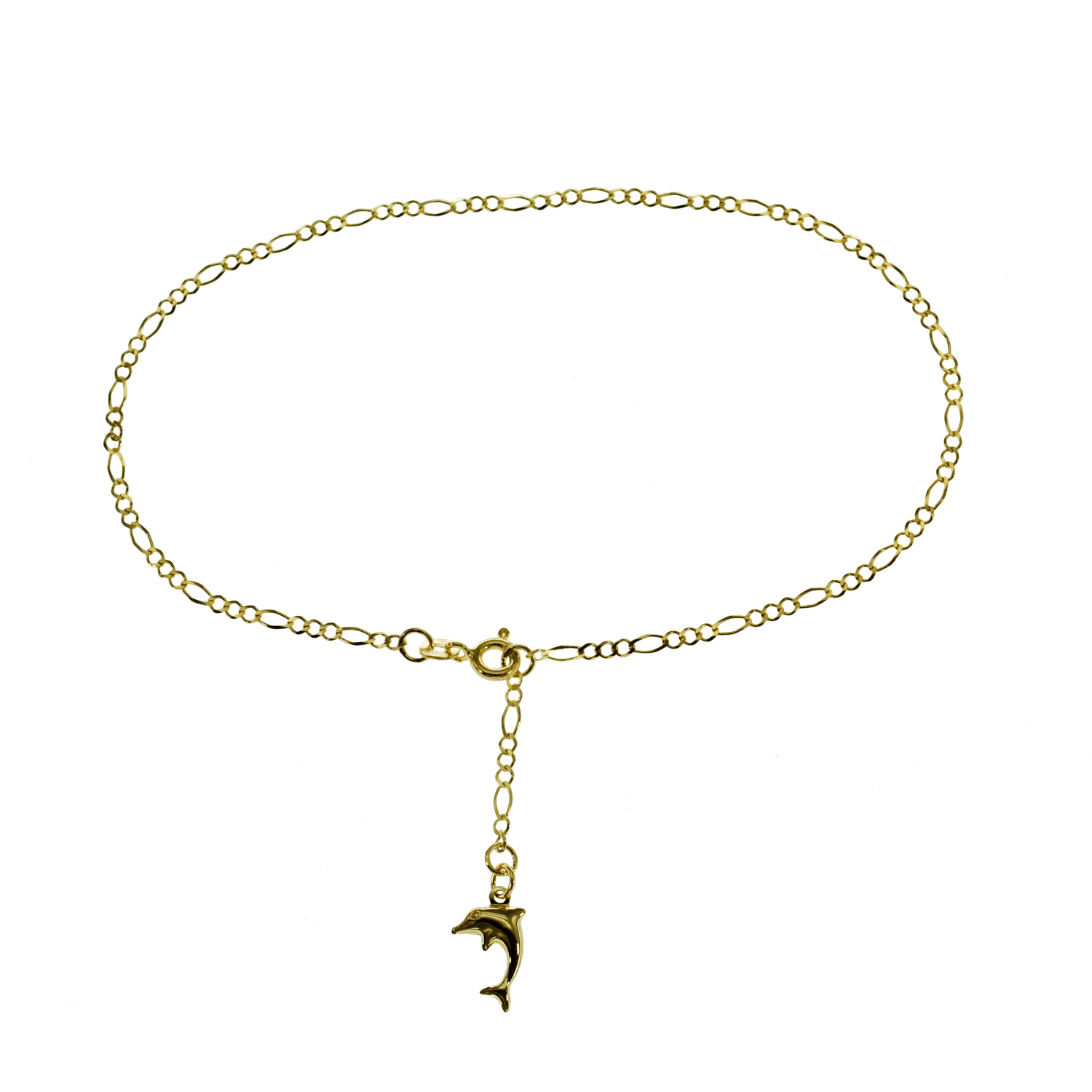 Fusskettchen Delfin - Fugarokette diamantiert - 25cm - 585 Gelbgold – Bild 3