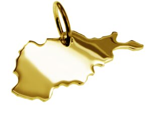 Anhänger der Landkarte Afghanistan in massiv 585 Gelbgold