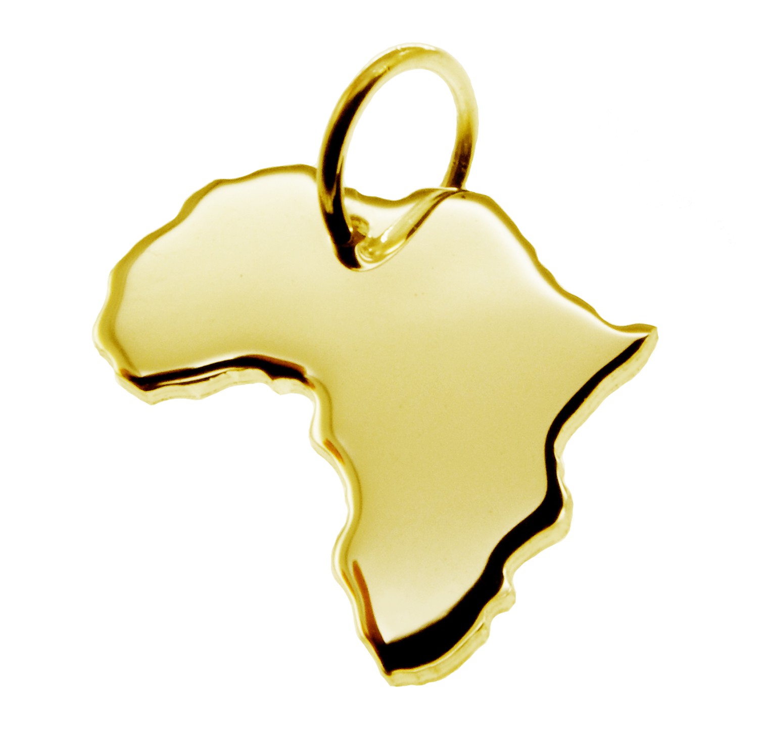 Anhänger der Landkarte Afrika in massiv 585 Gelbgold