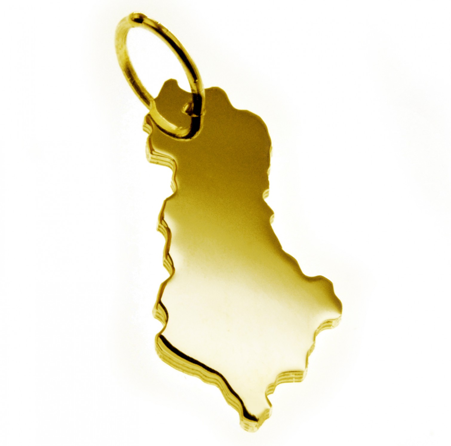 Anhänger der Landkarte Albanien in massiv 333 Gelbgold