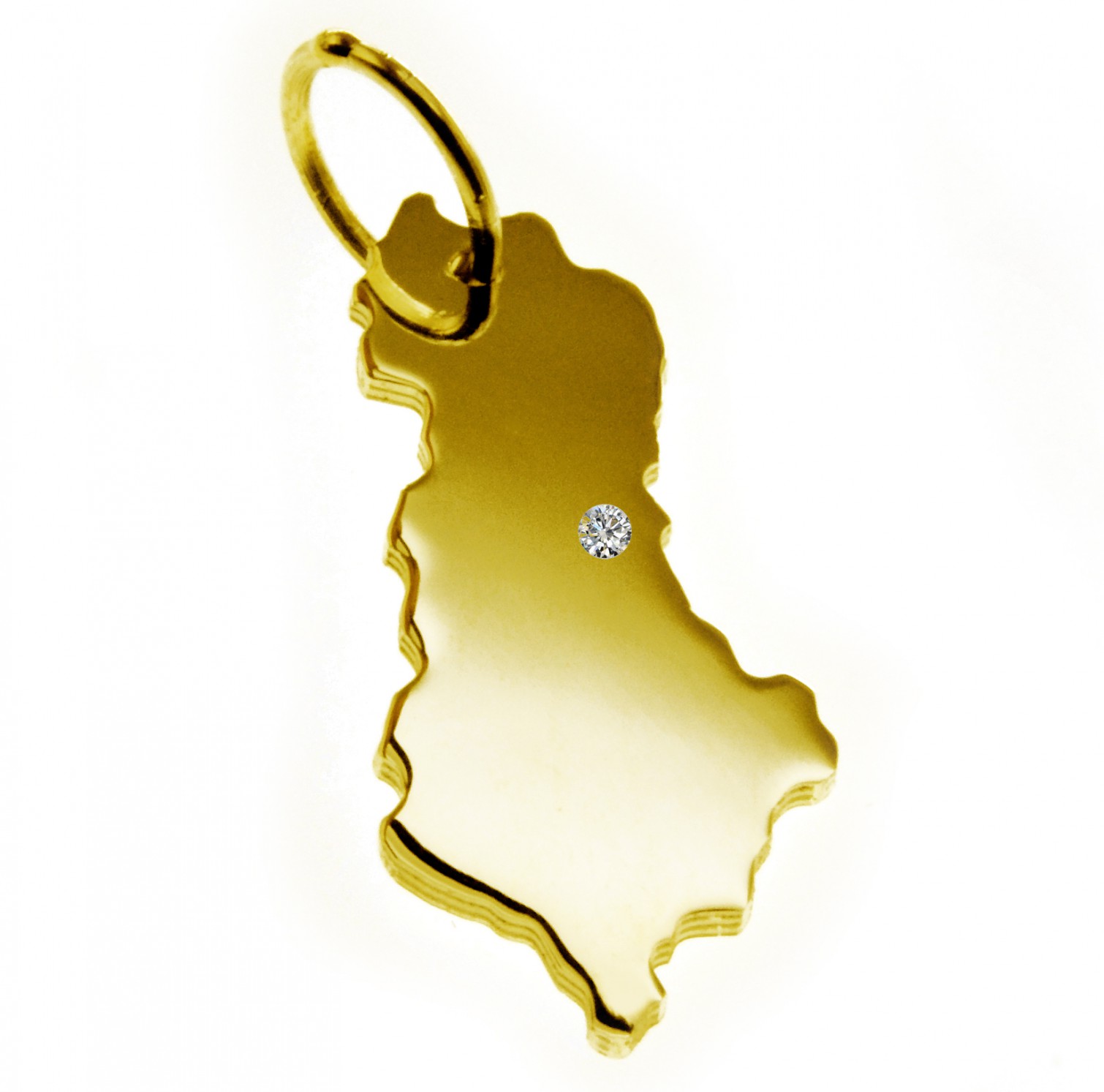Anhänger Albanien mit Brillant am Wunschort 585 Gelbgold