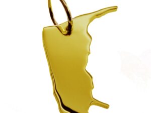 Anhänger der Landkarte Amrum in massiv 585 Gelbgold
