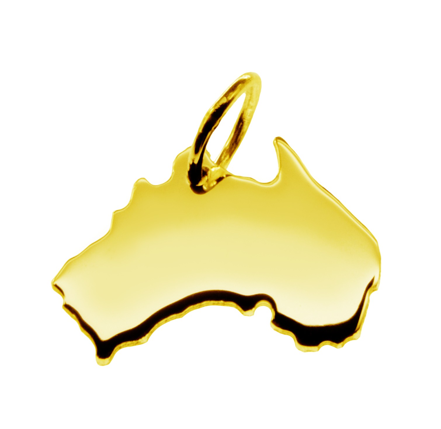Anhänger der Landkarte Australien in massiv 333 Gelbgold