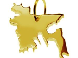 Anhänger der Landkarte Bangladesh in massiv 333 Gelbgold
