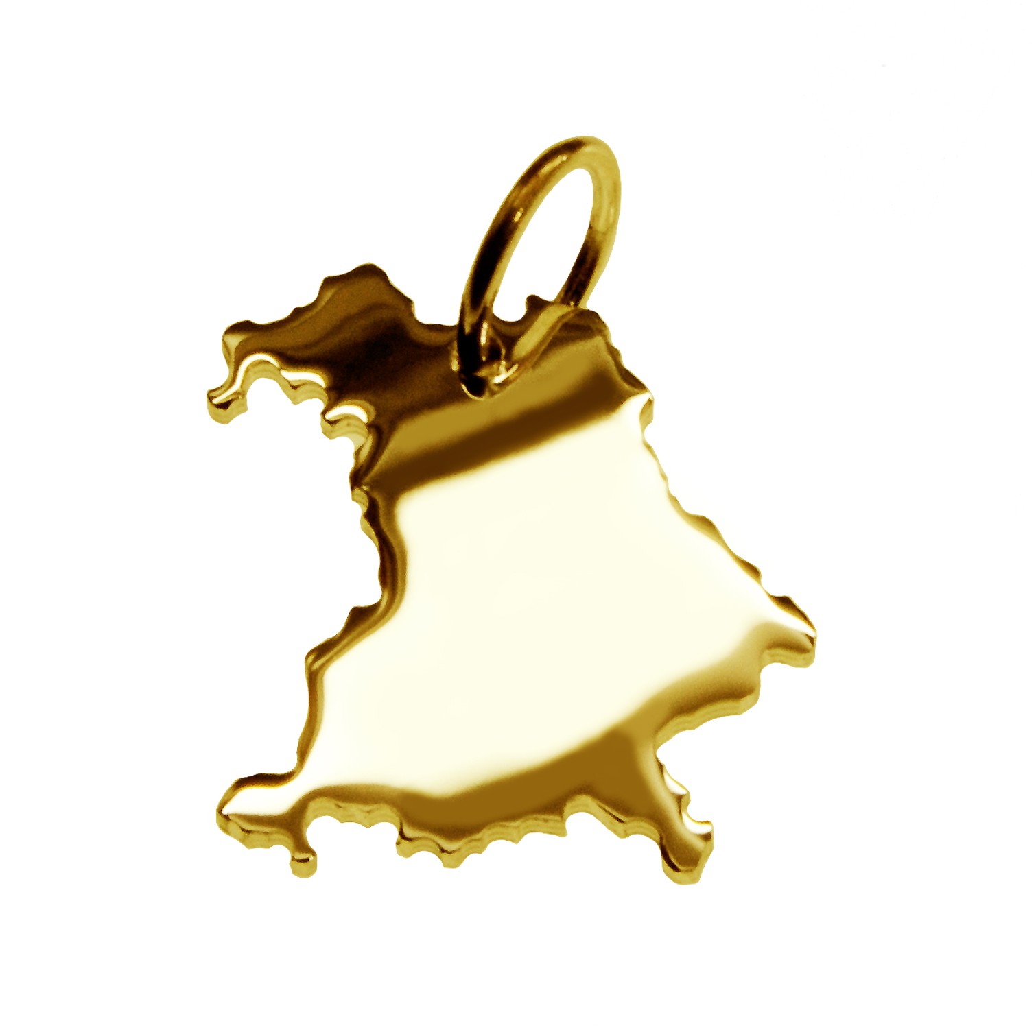 Anhänger der Landkarte Bayern in massiv 333 Gelbgold