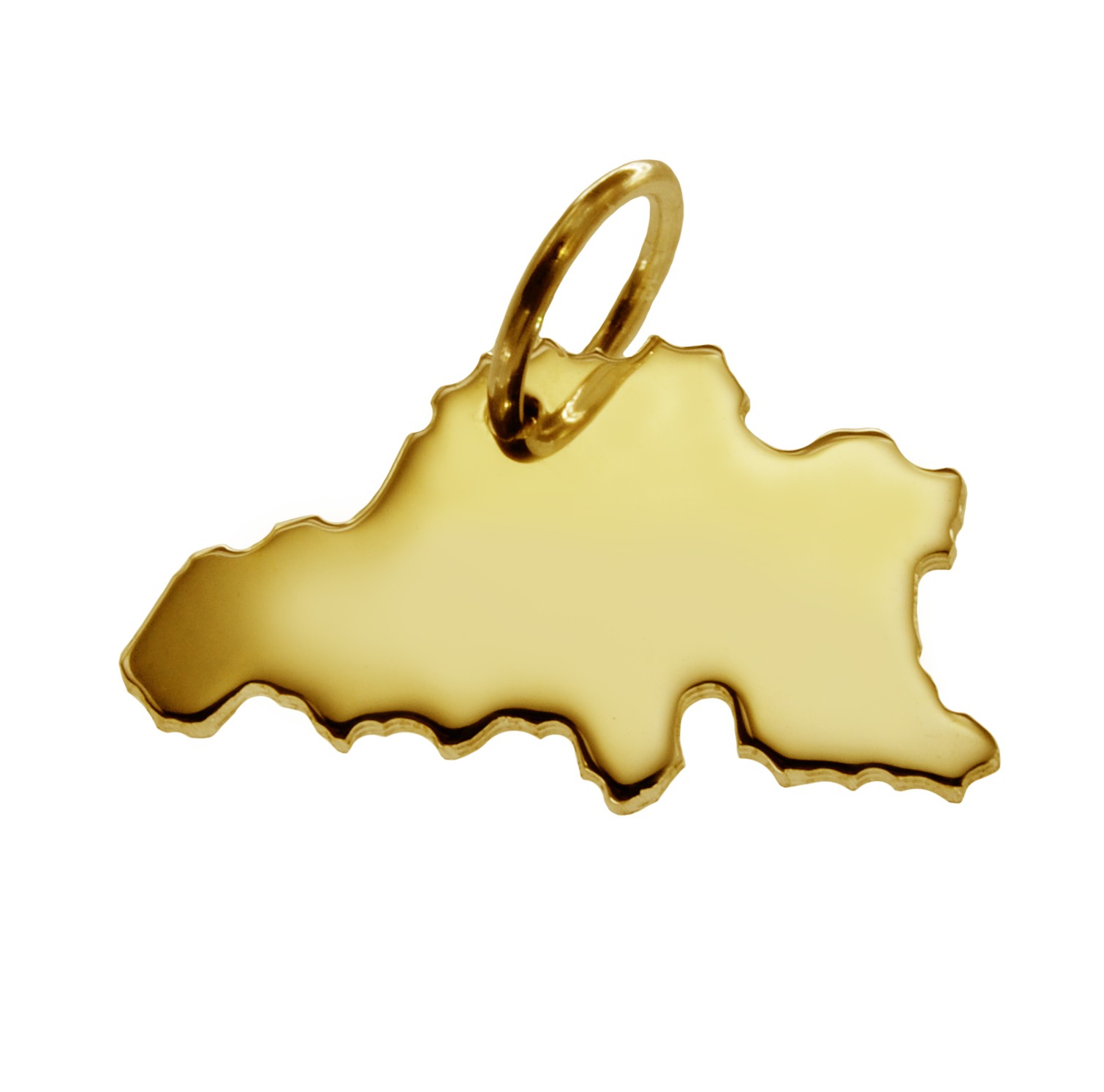 Anhänger der Landkarte Belgien in massiv 333 Gelbgold