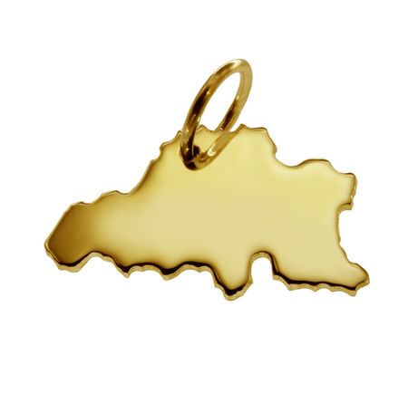 Anhänger der Landkarte Belgien in massiv 585 Gelbgold – Bild 3